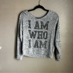 Stranded Grey and Black Sweatshirt cropped Large